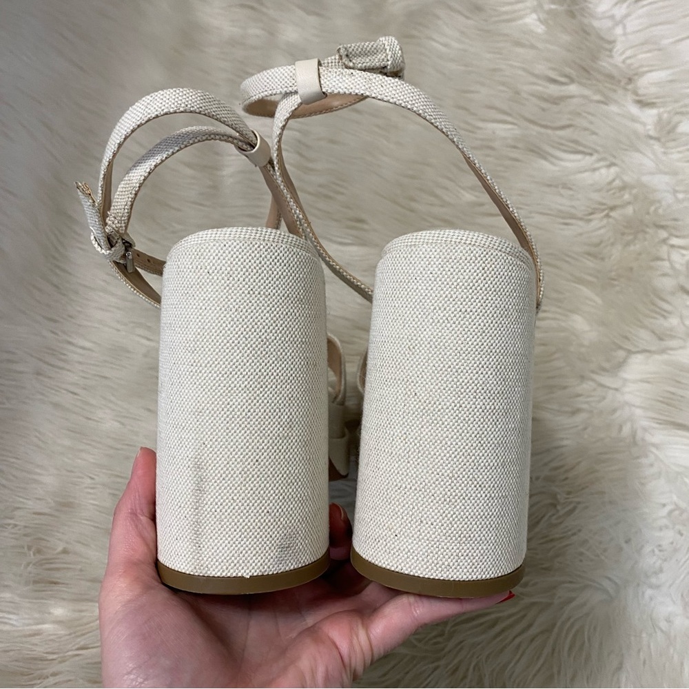 Steve Madden Beige Tan Cream Canvas Chunky Warped… - image 5